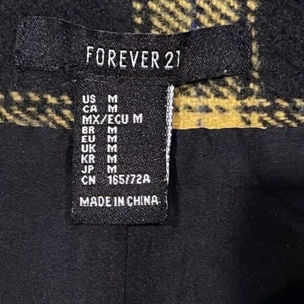 Forever 21 Plaid‎ Mini Skirt Black Yellow Sz Medium - Picture 2 of 7